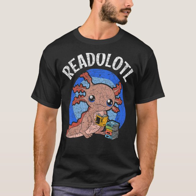 Camiseta Readolotl Salamander Leer libros Bookworm Axolo (Anverso)