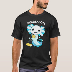 Camiseta Readsalotl Axolotl Leer libro Bookworm Axo Azul