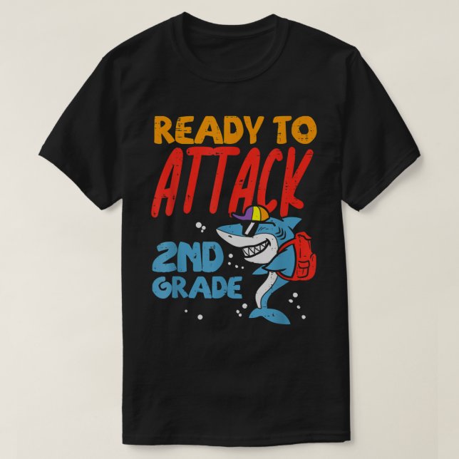 Camiseta Ready To Attach 2nd Grade Shark First Day Of Schoo (Diseño del anverso)