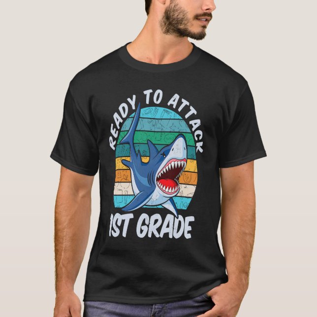 Camiseta Ready To Attack 1st Grade Shark  Back to School (Anverso)