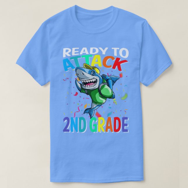 Camiseta Ready To Attack 2nd Grade Shark Back To School (Diseño del anverso)