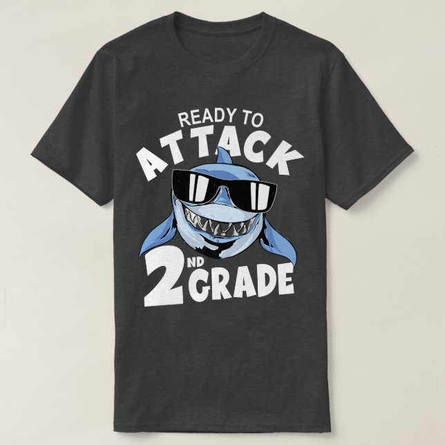 Camiseta Ready to Attack 2nd Grade SharkFirst Day Back To S (Diseño del anverso)