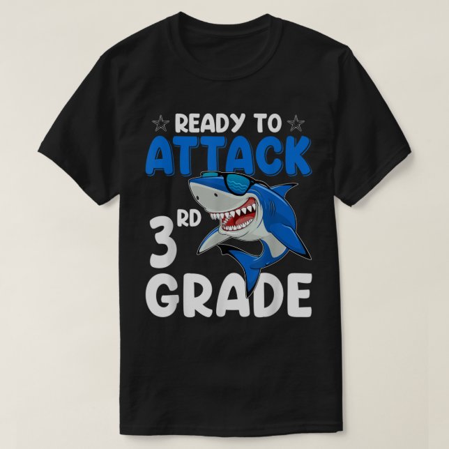 Camiseta Ready To Attack 3rd Grade Shark Third Grade Teache (Diseño del anverso)