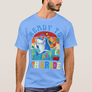 Camiseta Ready To Attack 4th Grade Shark Back to School Boy