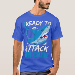 Camiseta Ready To Attack 5th Grade Funny Shark Lover Back T