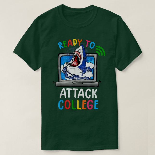 Camiseta Ready To Attack Virtual College Shark Back To Scho (Diseño del anverso)