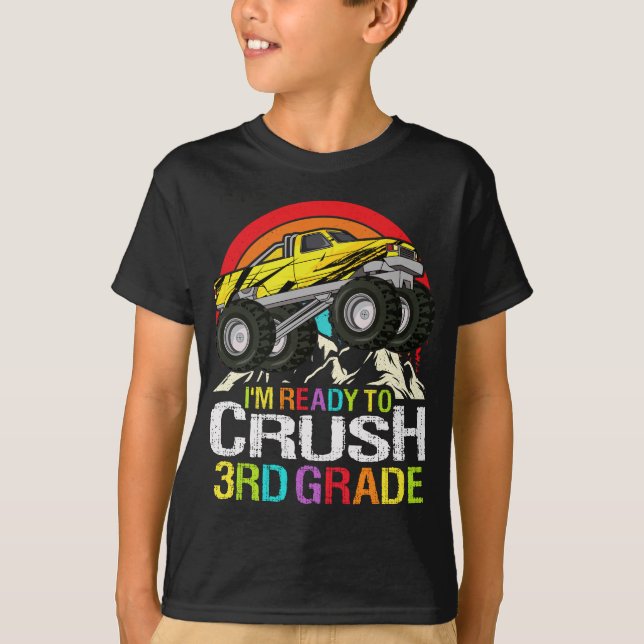 Camiseta Ready To Crush 3rd Grade School Monster truck (Anverso)