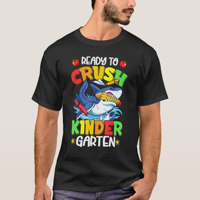 Camiseta Ready To Crush Kindergarten Shark Back To School B (Anverso)