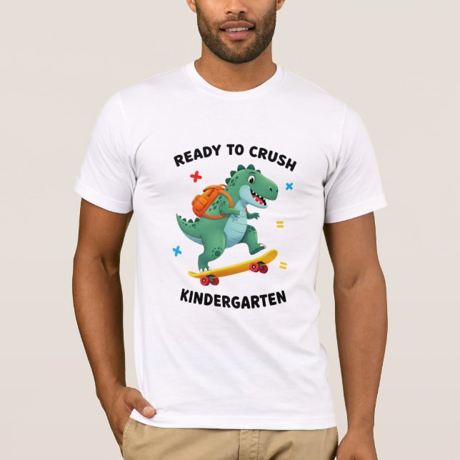 Camiseta Ready to Crush Kindergarten Skateboard Dinosaur (Anverso)