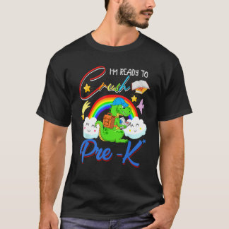 Camiseta Ready To Crush Pre K Cute rex Reading Book Rainbow