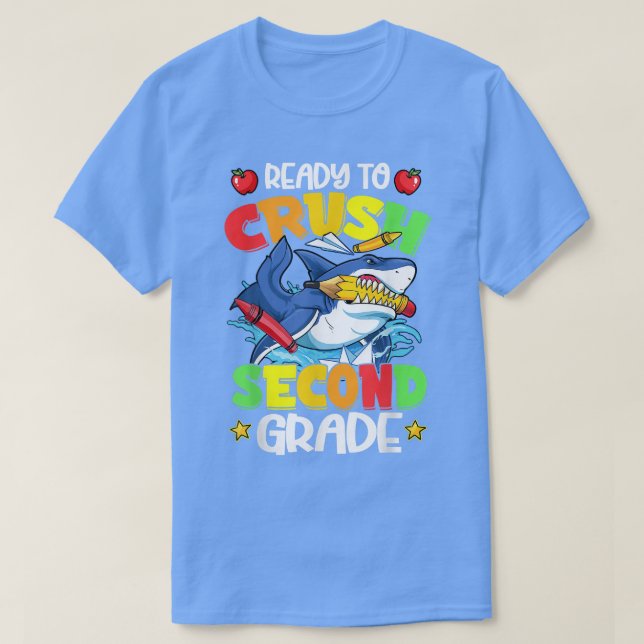 Camiseta Ready To Crush Second Grade 2nd Grade Shark Back T (Diseño del anverso)
