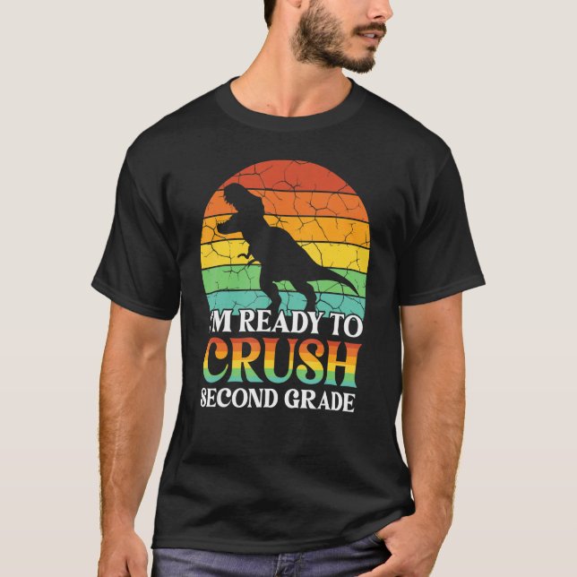 Camiseta Ready To Crush Second Grade Back to School Dinosau (Anverso)
