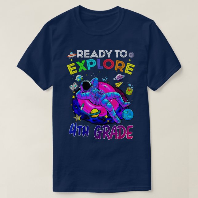 Camiseta Ready to Eplore 4th grade back to school Astronaut (Diseño del anverso)