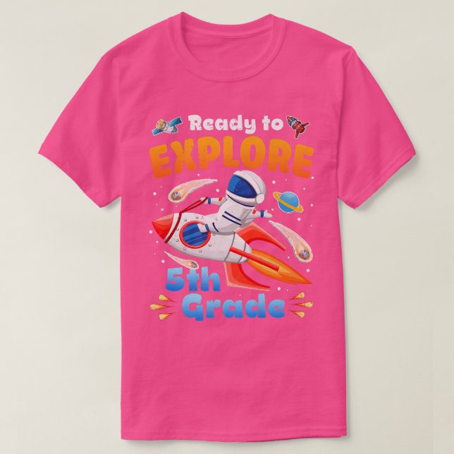 Camiseta Ready to Eplore 5th Grade Cute Astronaut Boys Girl (Diseño del anverso)