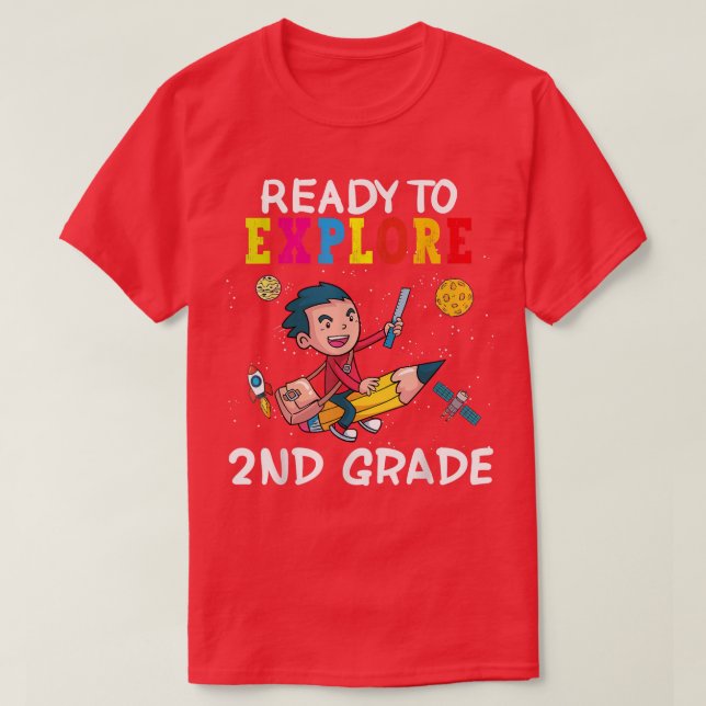 Camiseta Ready To Explore 2nd Grade Back To School Space Ex (Diseño del anverso)
