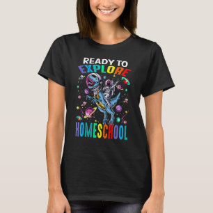 Camiseta Ready To Explore Homeschool Astronaut Dinosaur Spa
