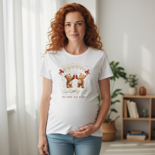 Camiseta Ready to Pop Bear Baby Shower T-Shirt (Subido por el creador)