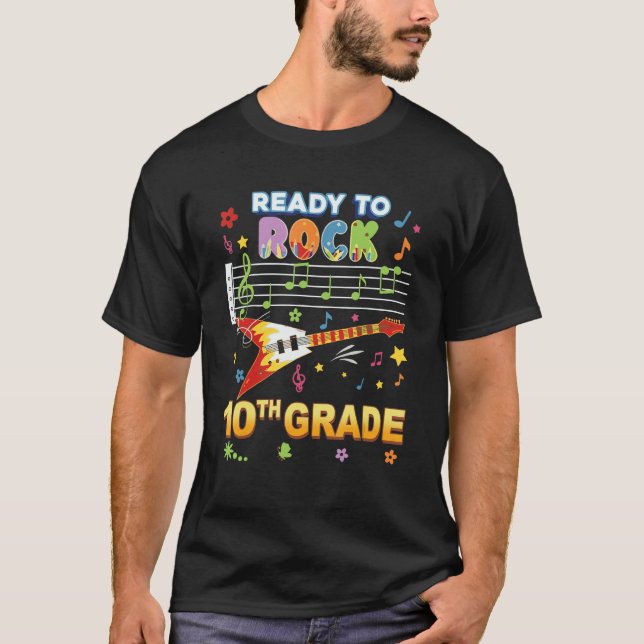 Camiseta Ready To Rock 10th Grade Guitar Music Back To Scho (Anverso)