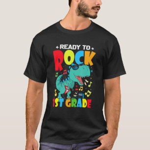 Camiseta Ready To Rock 1st Grade Dinosaur Back To School Bo