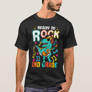 Camiseta Ready To Rock 2nd Grade Dinosaur Back To School Bo
