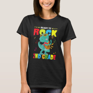 Camiseta Ready To Rock 2nd Grade Dinosaur Back To School Bo