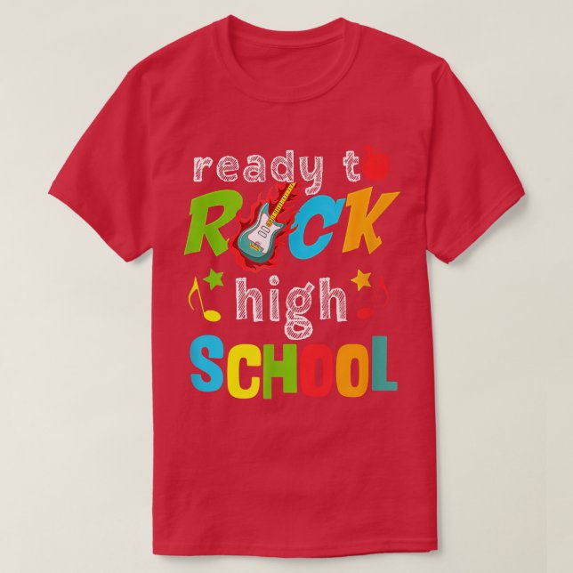 Camiseta Ready To Rock High School Back To School Guitar  (Diseño del anverso)