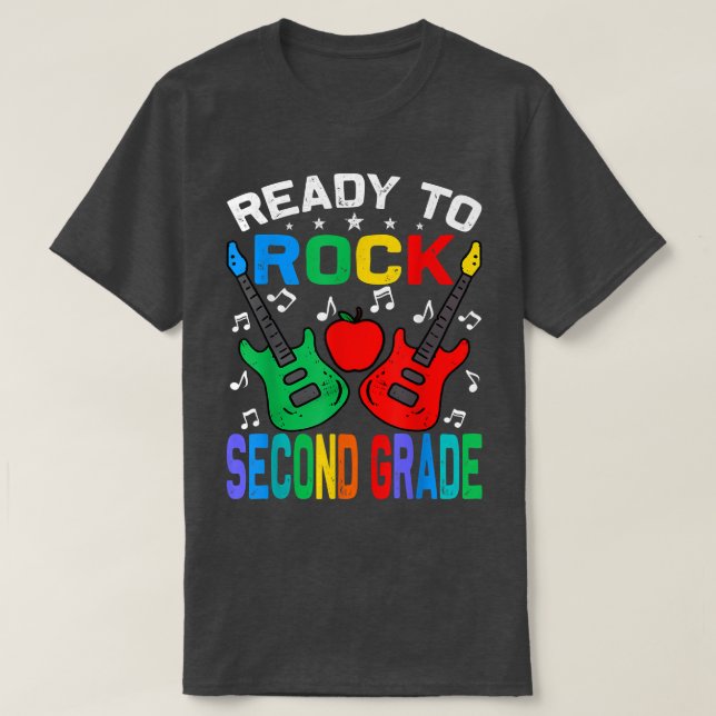 Camiseta Ready To Rock Second Grade Back To School Guitar  (Diseño del anverso)