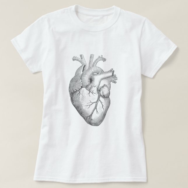 Camiseta Real Anatomical Human Heart Drawing  (Diseño del anverso)