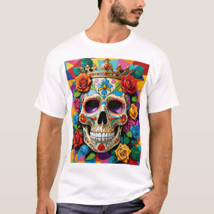 Camiseta real de arte con azucar con Rosas colorid