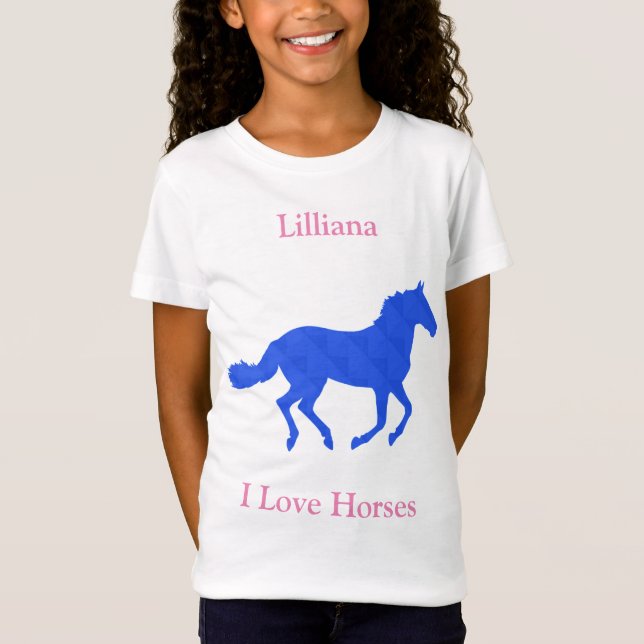 Camiseta real del caballo azul "I love Horses" (Anverso)