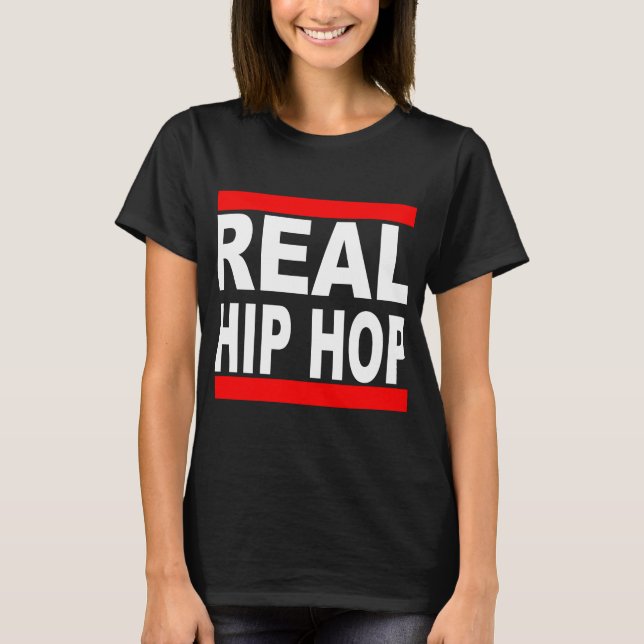 Camiseta real del negro de Hip Hop para mujer (Anverso)