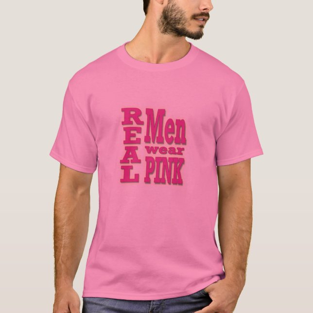 Camiseta real del rosa del desgaste de hombres - (Anverso)