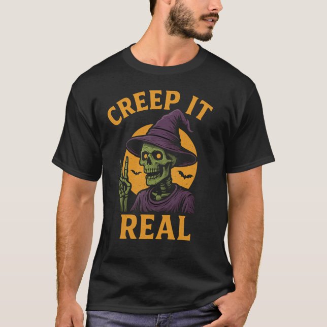 Camiseta real en T - Divertido bollo de Halloween (Anverso)