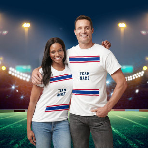 Camiseta Real Equipo Deportivo Azul Rojo Nombre Blanco Unis