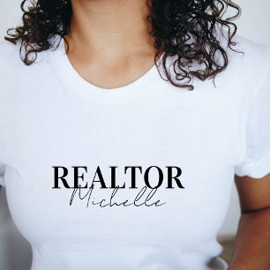 Camiseta Real Estate Agent Realtor Stylish Script Name