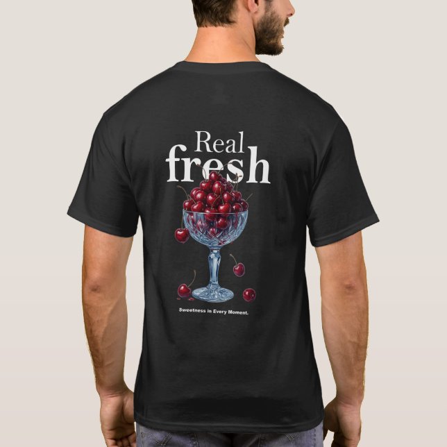 Camiseta Real Fresh Cherry | Frutas Cerezas Dulces (Reverso)