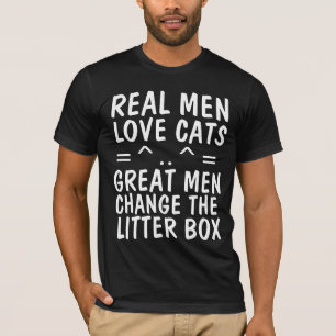 CAMISETA REAL HOMBRES AMAN LOS GATOS Y CAMBIAN LA CAJA DE T