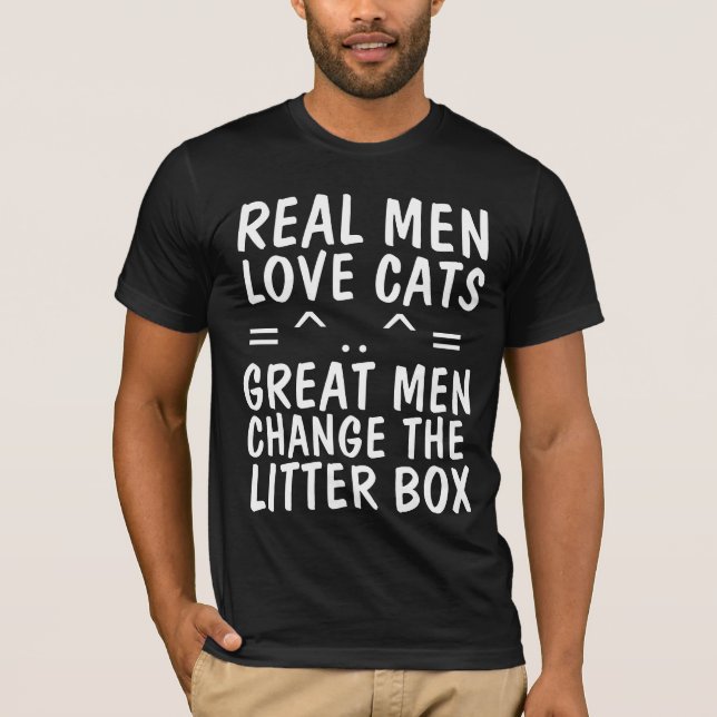 CAMISETA REAL HOMBRES AMAN LOS GATOS Y CAMBIAN LA CAJA DE T (Anverso)
