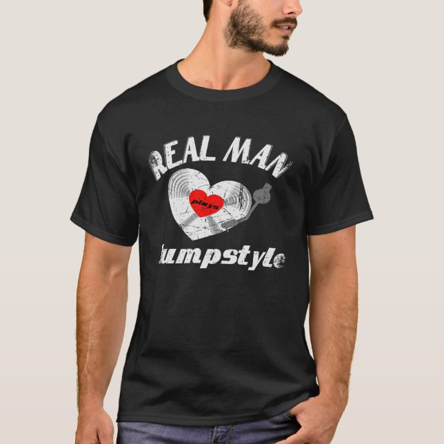 Camiseta Real Man Love Jumpstyle Music Idea DJ Vinyl Record (Anverso)