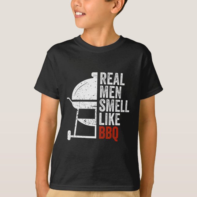 Camiseta Real Men Smell Like Byrbecue Funny Bbq Grilling Gi (Anverso)