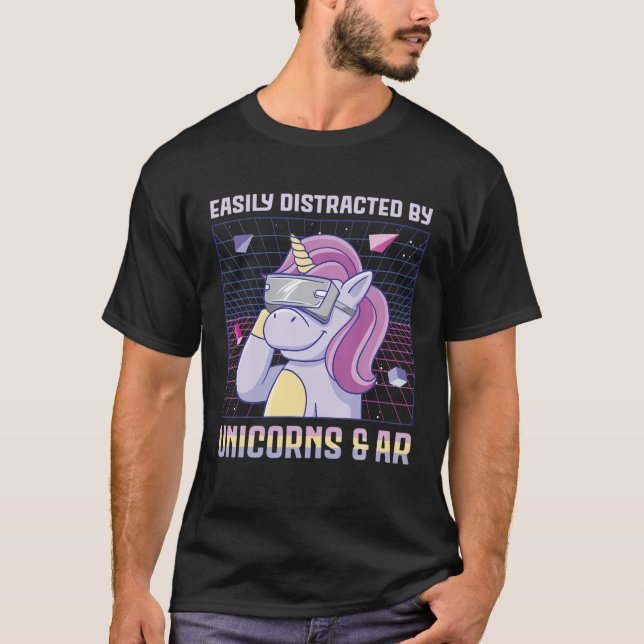 Camiseta Realidad virtual unicornio VR Gamer Rainbow Magic  (Anverso)