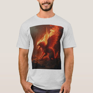 Camiseta realismo rojo que quema llamas