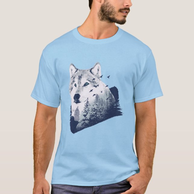 Camiseta realista Wolf Forest (Anverso)