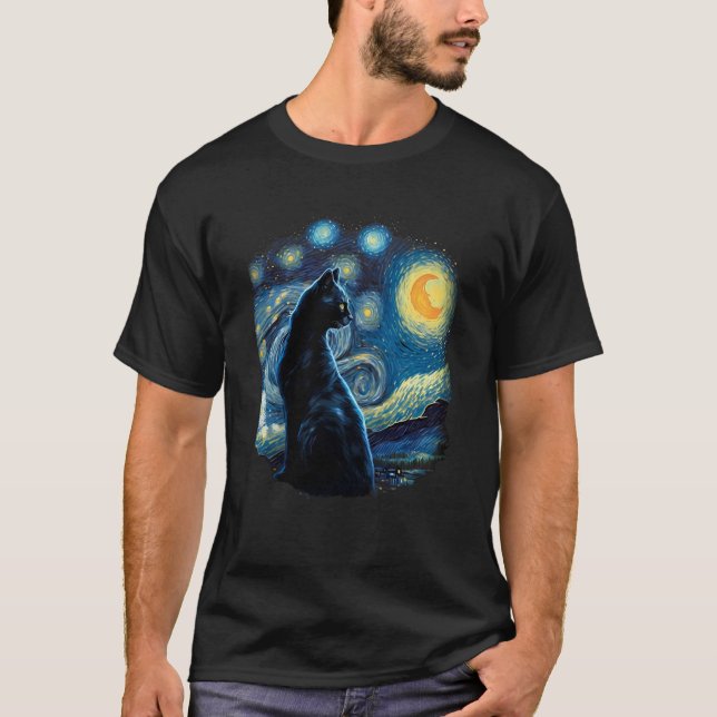 Camiseta Realistic Black Cat Kitten in the space Kitten or  (Anverso)