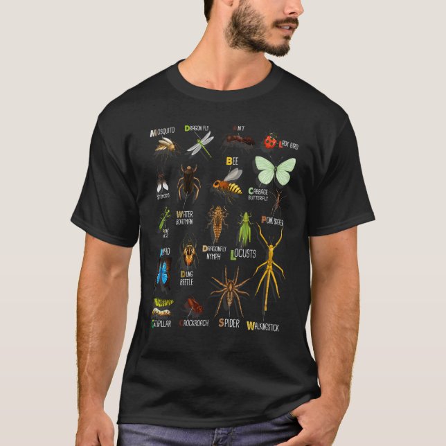 Camiseta realistic bugs Collection chart Species insect Ent (Anverso)