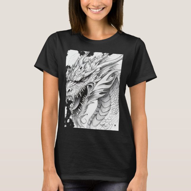 Camiseta Realistic Dragon Drawing Sticker  (Anverso)