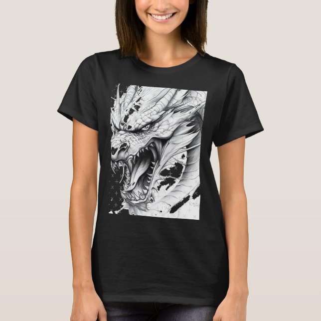 Camiseta Realistic Dragon Drawing Sticker1  (Anverso)