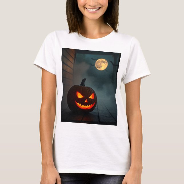 Camiseta Realistic Pumpkin Glow – Scary & Stunning Look (Anverso)