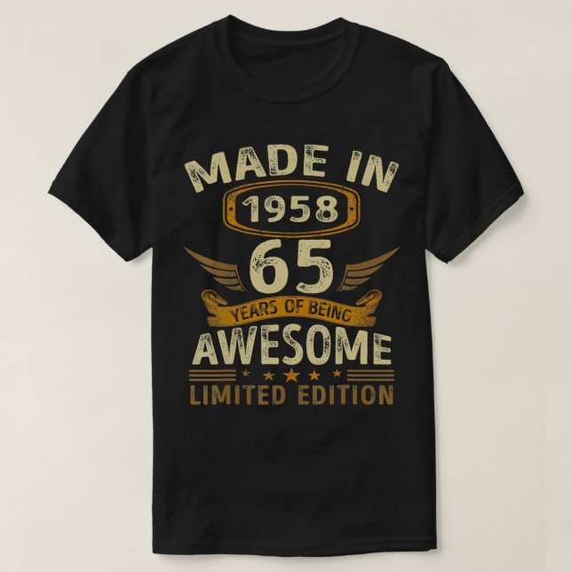Camiseta Realizado En 1958 65 Años De Diseño Agradable Para (Diseño del anverso)