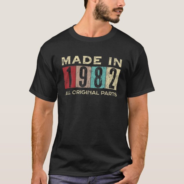Camiseta Realizado En 1982 40 Años De Edad 40º Día Retro To (Anverso)